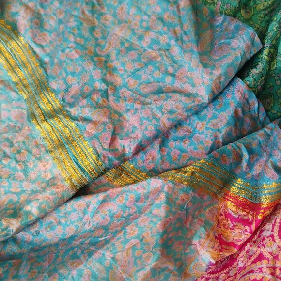 Kariza OSFM 100% Silk Wrap Maxi Skirt Reversible Boho Festival Hippie - Picture 5 of 7